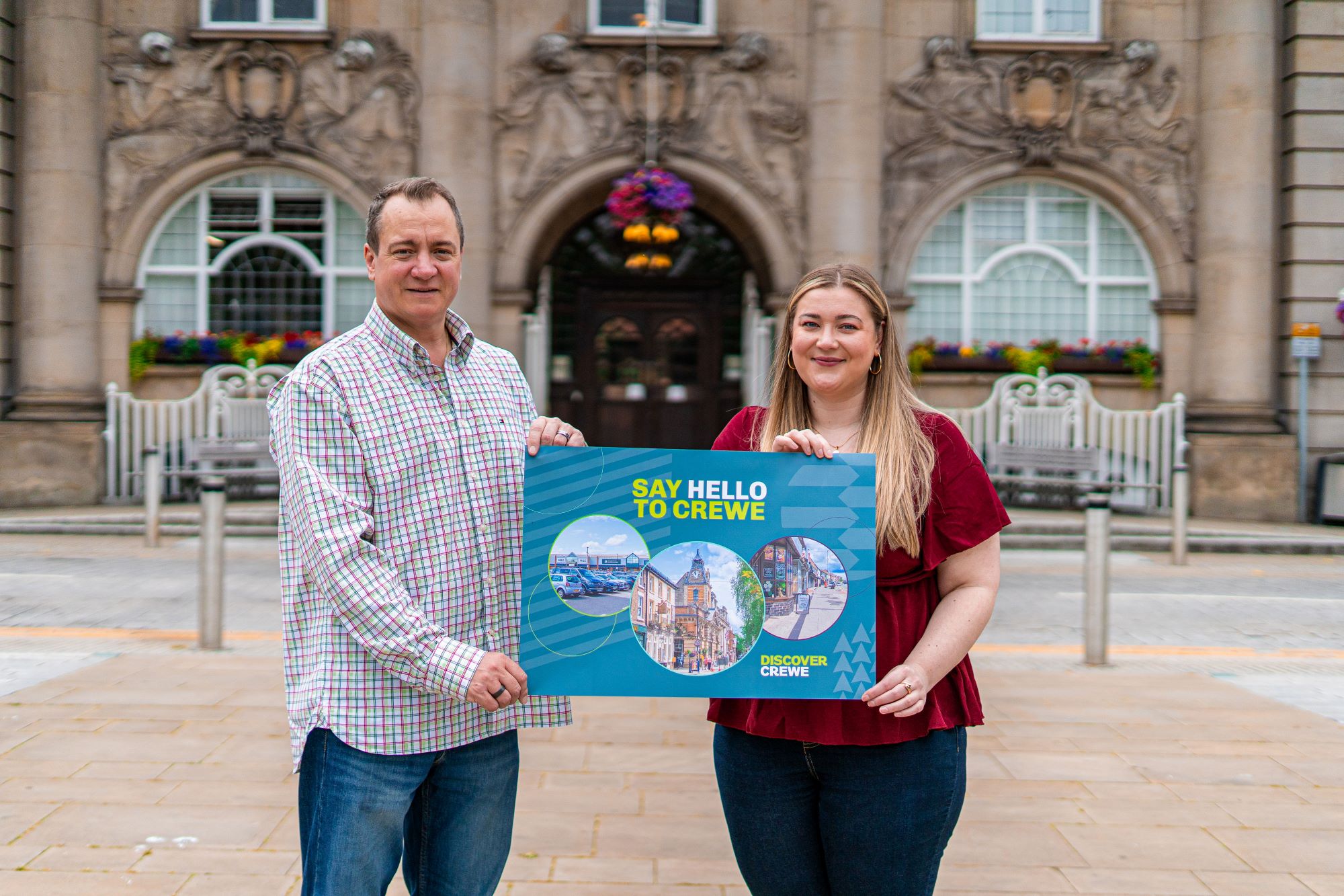 Graham Saunders Chair Of Crewe BID And Director Of South Cheshire Glass With Fellow BID Board Member Rowenna Buckley From Hibberts Solicitors One Of The Many Busi